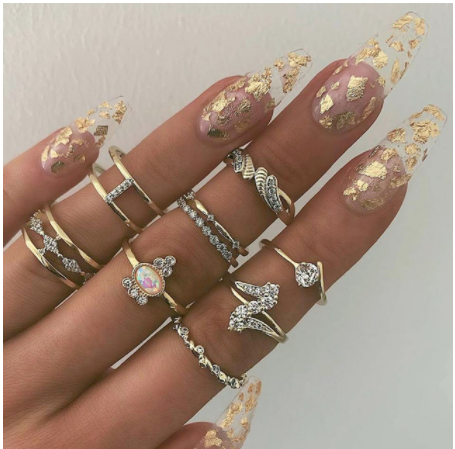 Boho Rhinestone Ring Set