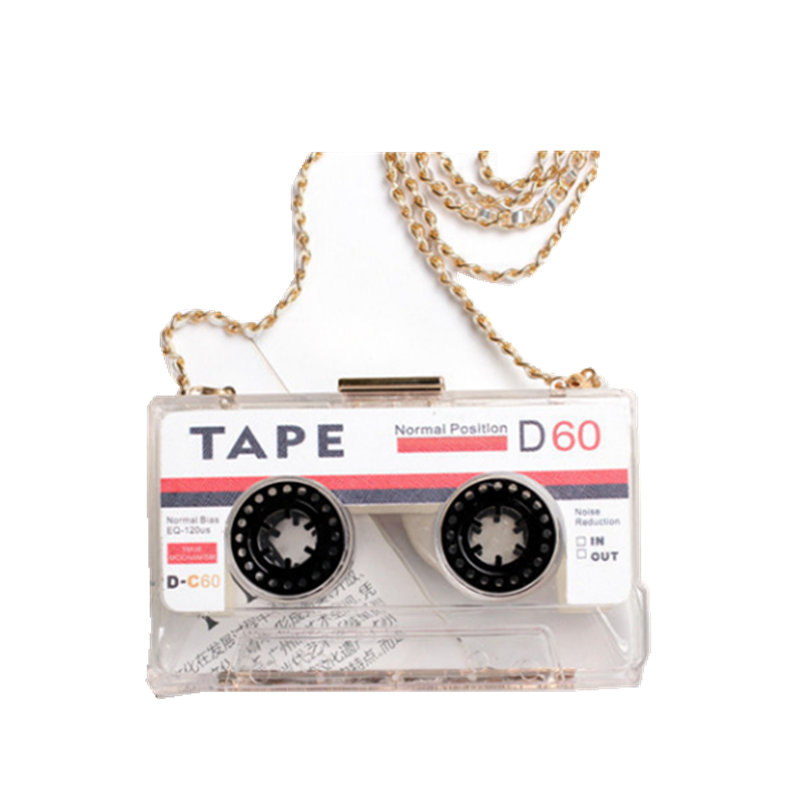 B Sides Retro Cassette Tape Chain Strap Purse