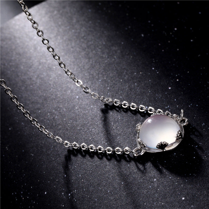 Simple Round Moonstone Necklace