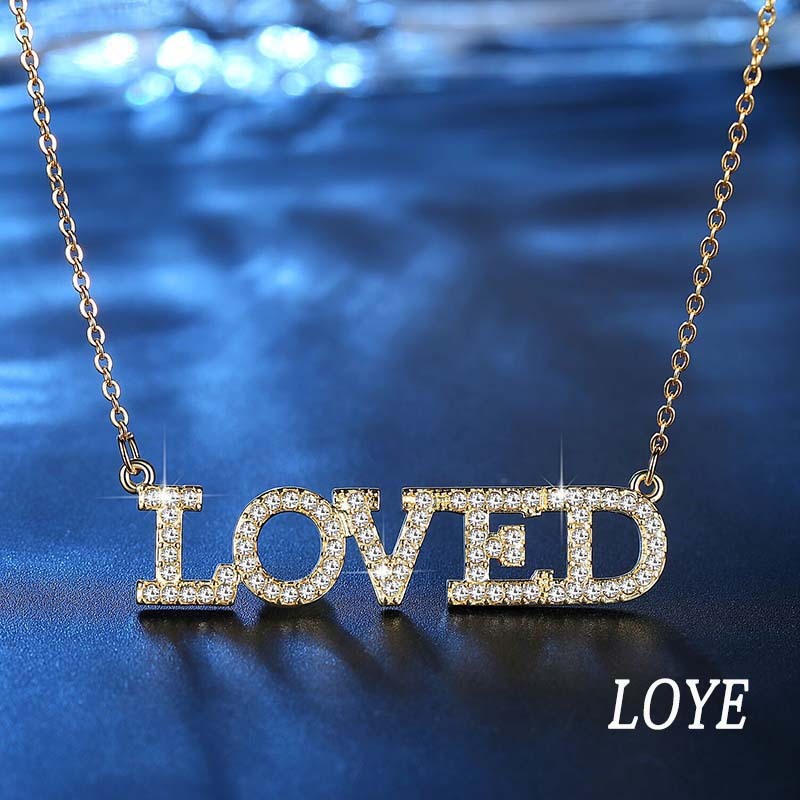 LOVED Rhinestone Letter  Necklace