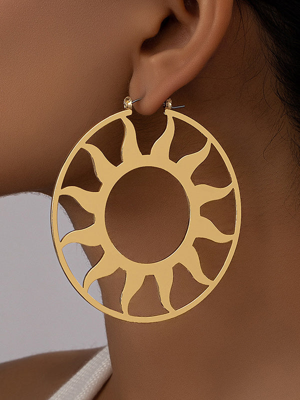 Hollow Solid Color Sun Earrings