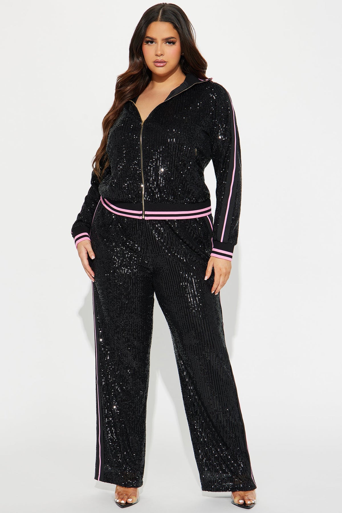 Always In Sequin Pant Set - Black