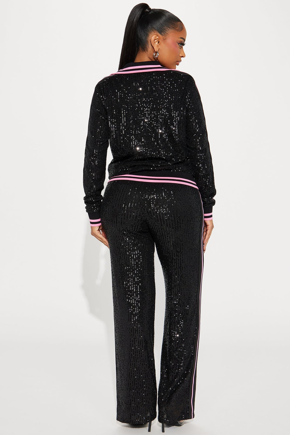 Always In Sequin Pant Set - Black