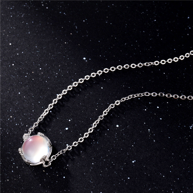 Simple Round Moonstone Necklace