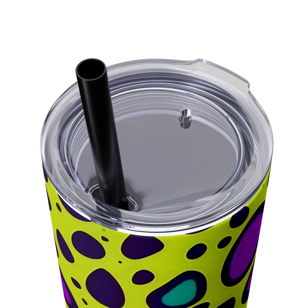 Neon Large Leopard Print Skinny Tumbler with Straw, 20oz