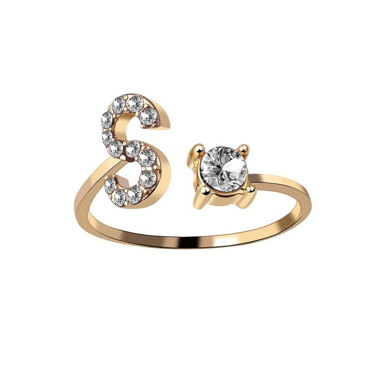 Adjustable Initial Letter Ring Simple Elegant Fashion Jewelry