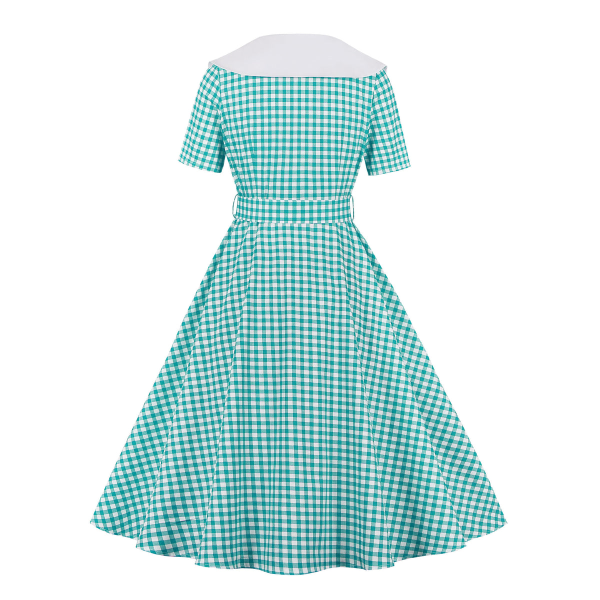 Beauty In a Bib Polka Dotted Bib Collar Retro Swing Dress