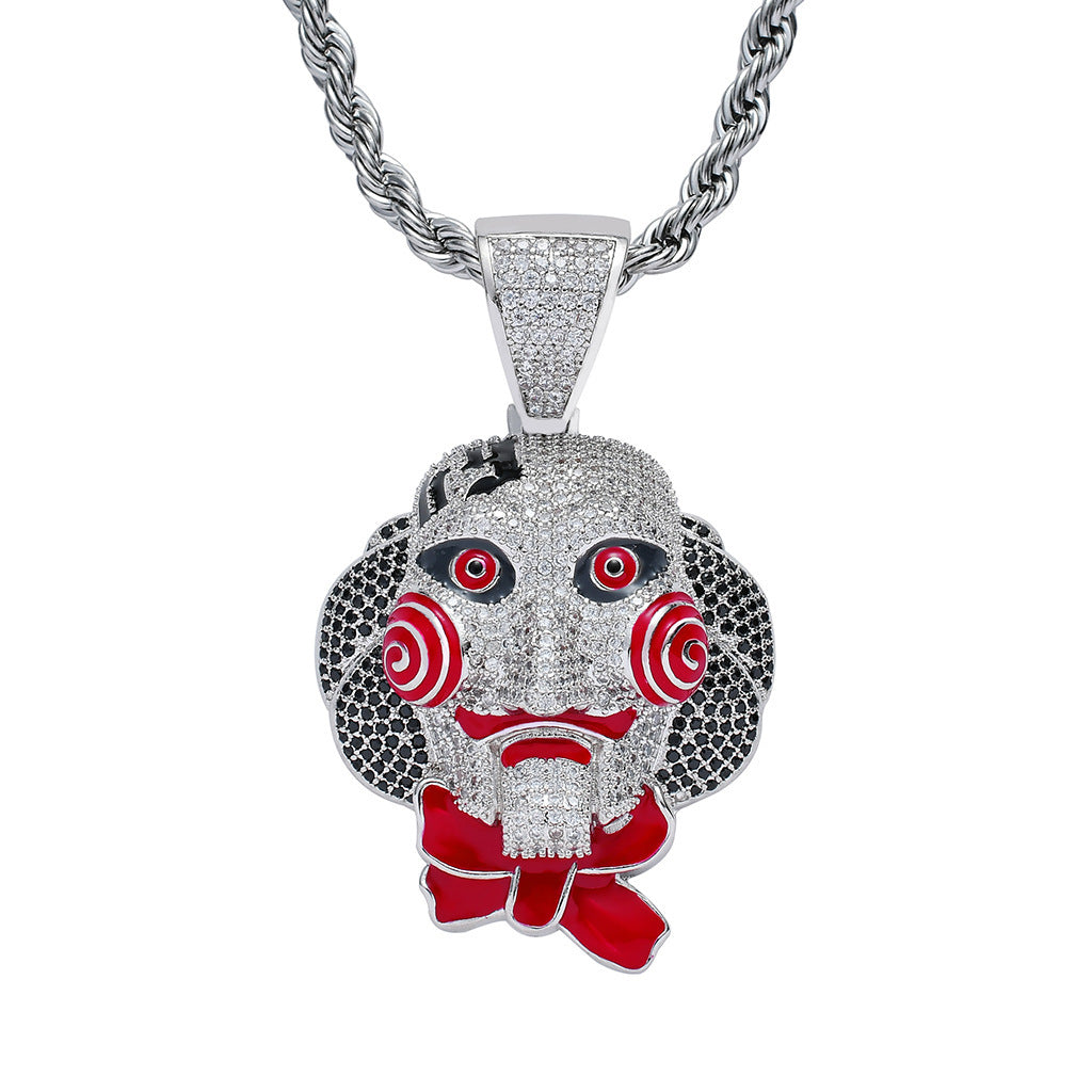 Play A Game Pendant Halloween Cosplay Jewelry Full Zircon Pendant Necklace