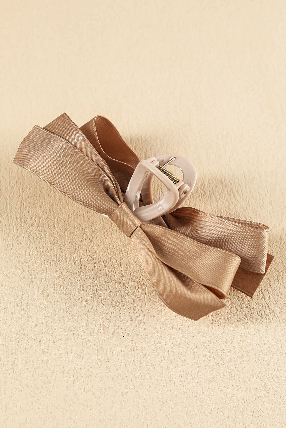 Light French Beige Bow Decor Large Hair Claw Clip