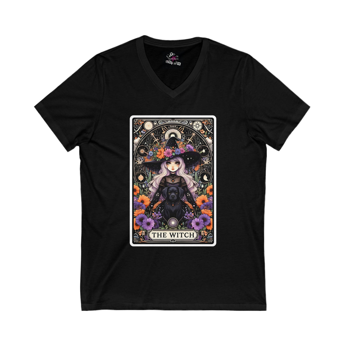 The Witch Spooky Cute Tarot Card Unisex Jersey Short Sleeve V-Neck Tee