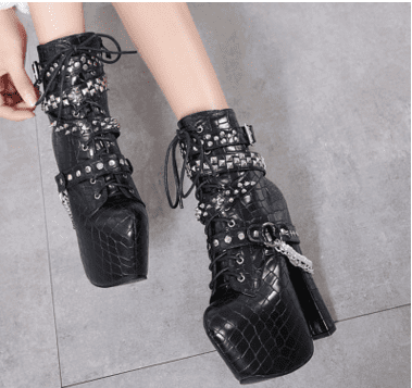 High Heel Rivet Punk Boots