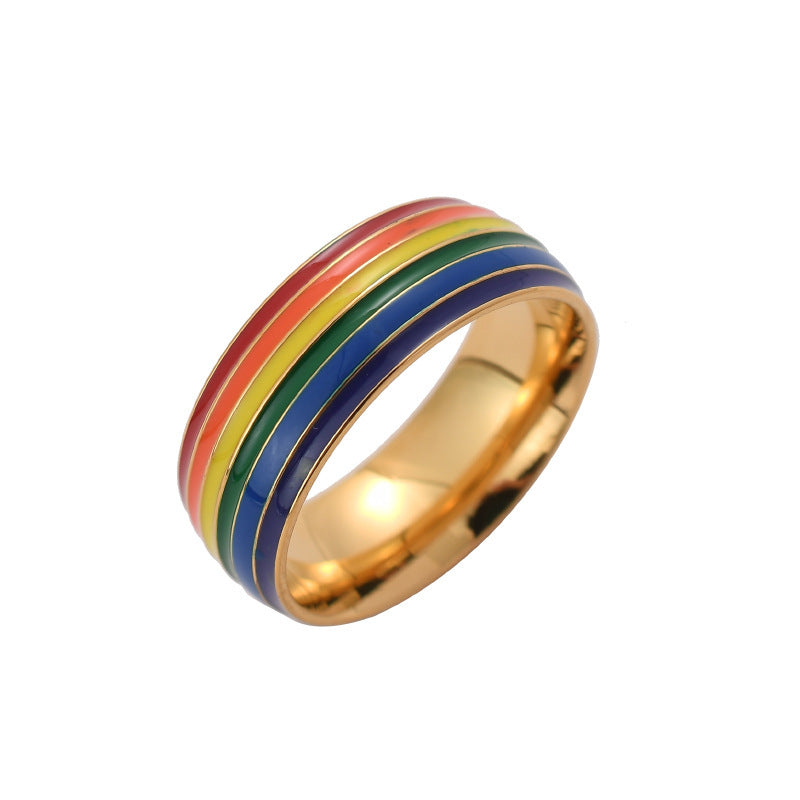 Unisex Rainbow Stainless Steel Ring