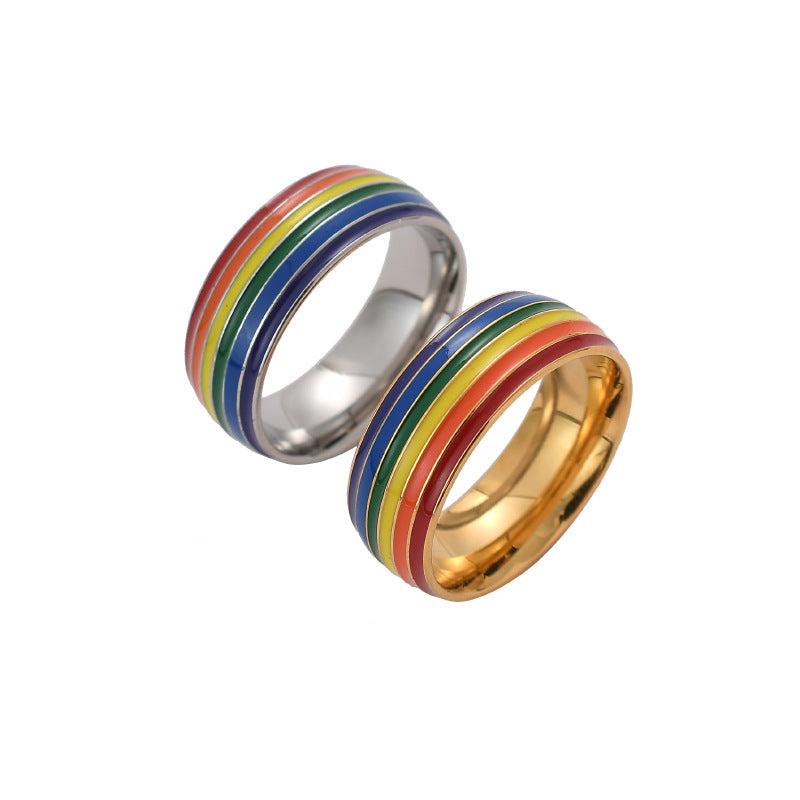 Unisex Rainbow Stainless Steel Ring