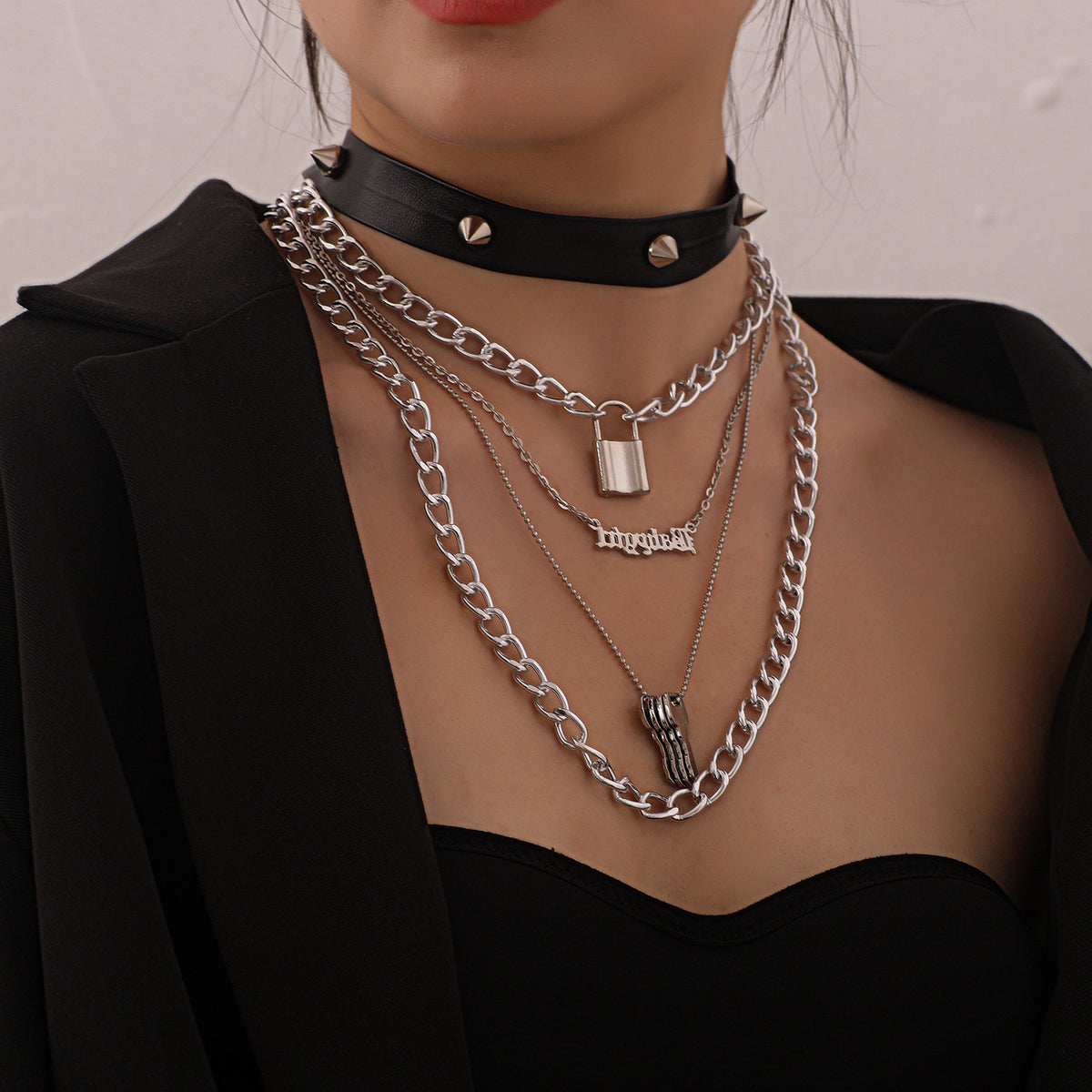 Punk Rivet Multilayer Necklace