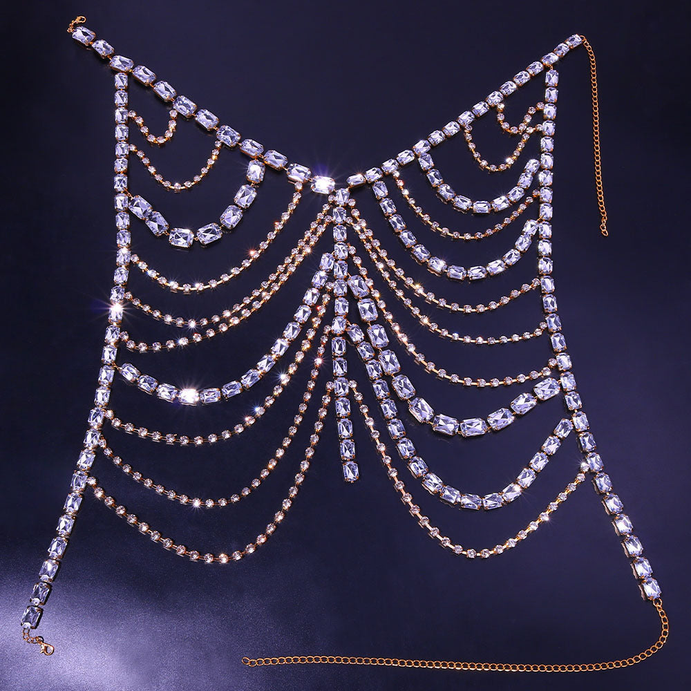 Jewelry Multi-layer Rhinestone Body Chain Exaggerated Festival Fashion