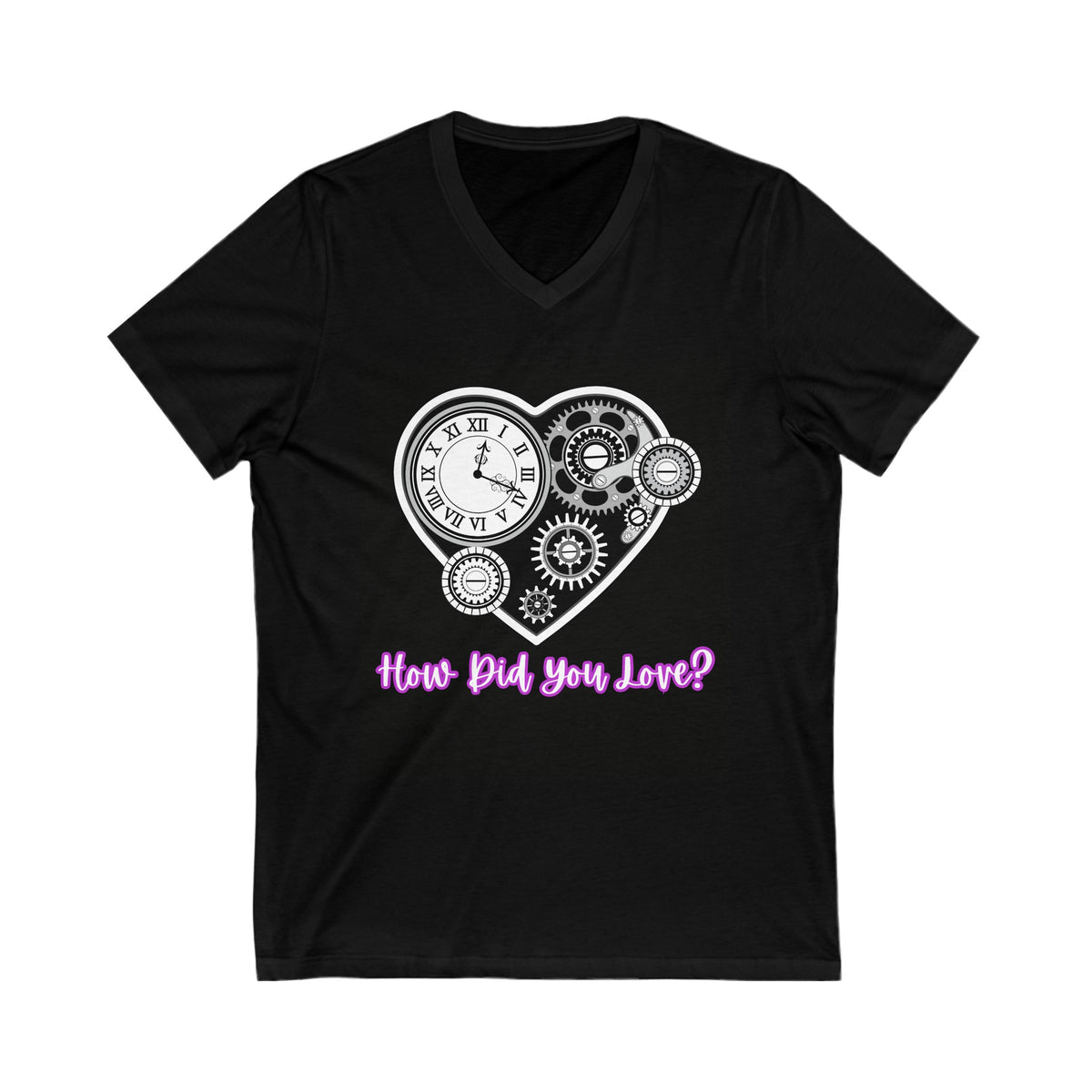 How Did You Love Steampunk Heart Unisex Jersey Short Sleeve V-Neck Tee