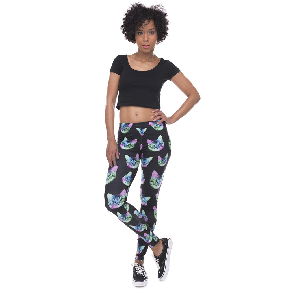 Cat Print All Over Print Sporty Yoga Activewear Leggings