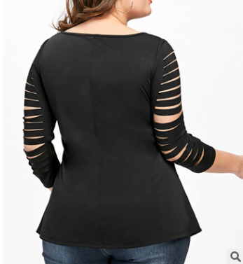 Because I Sparkle! Sexy Plus Size Cut-Out Three Quarter Sleeve Tunic Tee