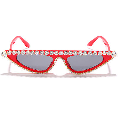 Library Lady Chic Retro Sunglasses With Pearl Accents and Chain