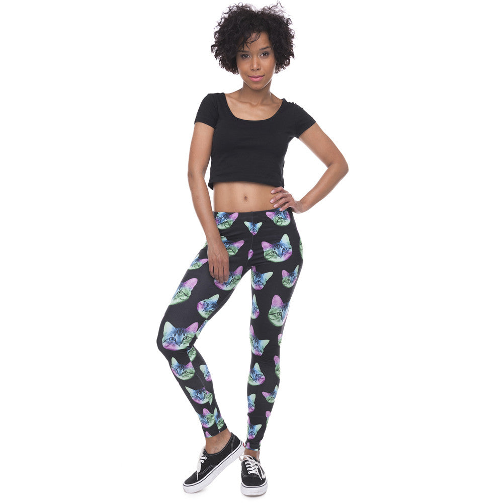 Cat Print All Over Print Sporty Yoga Activewear Leggings