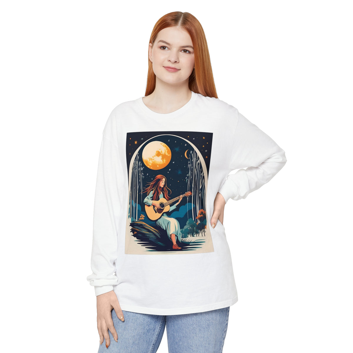 Night Melodies Unisex Garment-dyed Long Sleeve T-Shirt