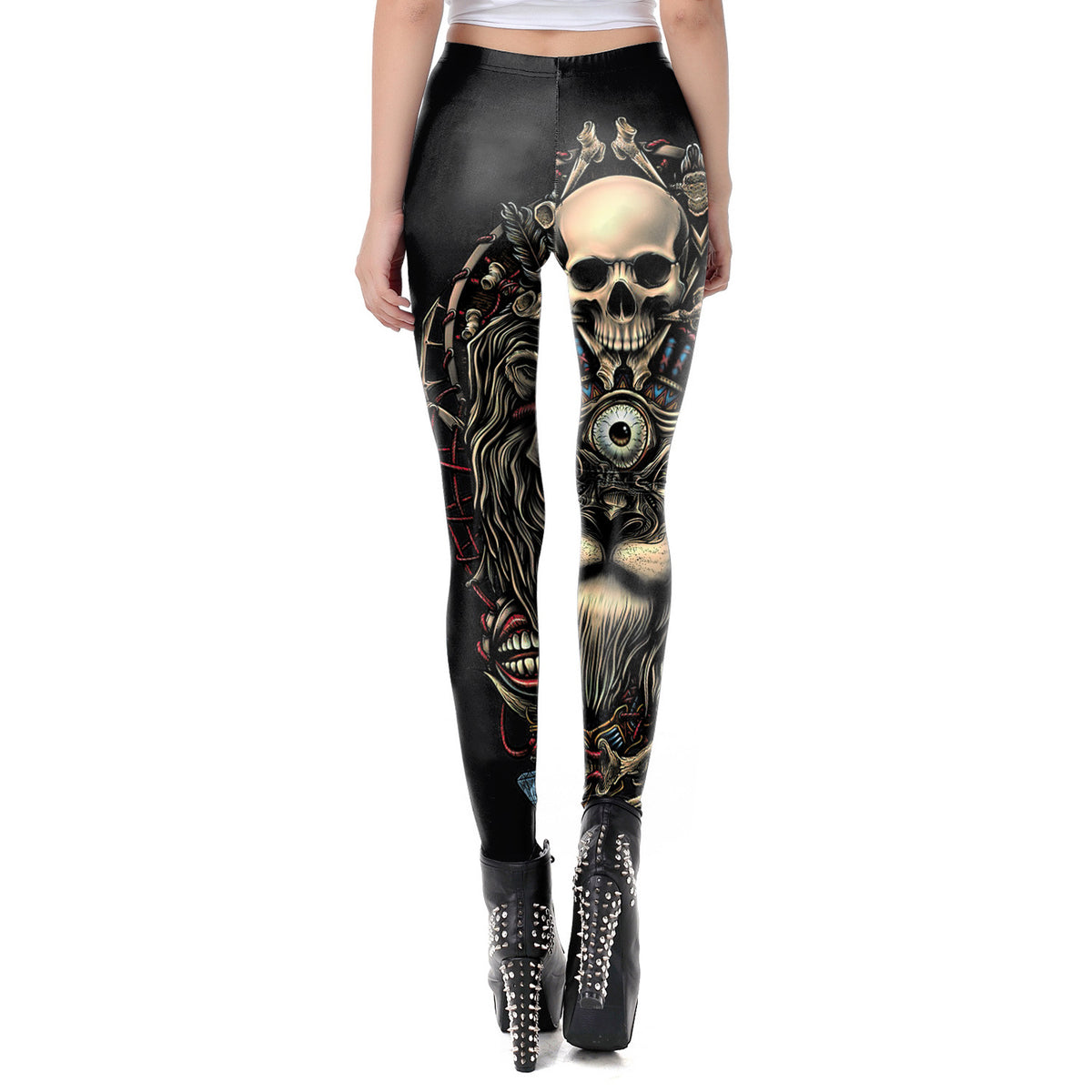 Gold Graphic Print Gothic Steampunk Active Leggings