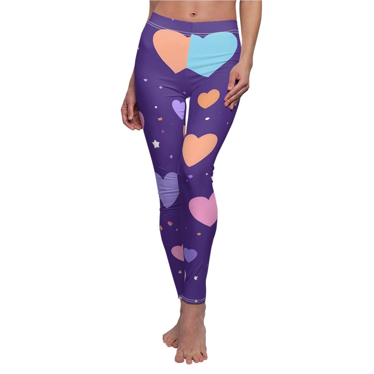 Pastel Hearts Women's Cut & Sew Casual Leggings (AOP)