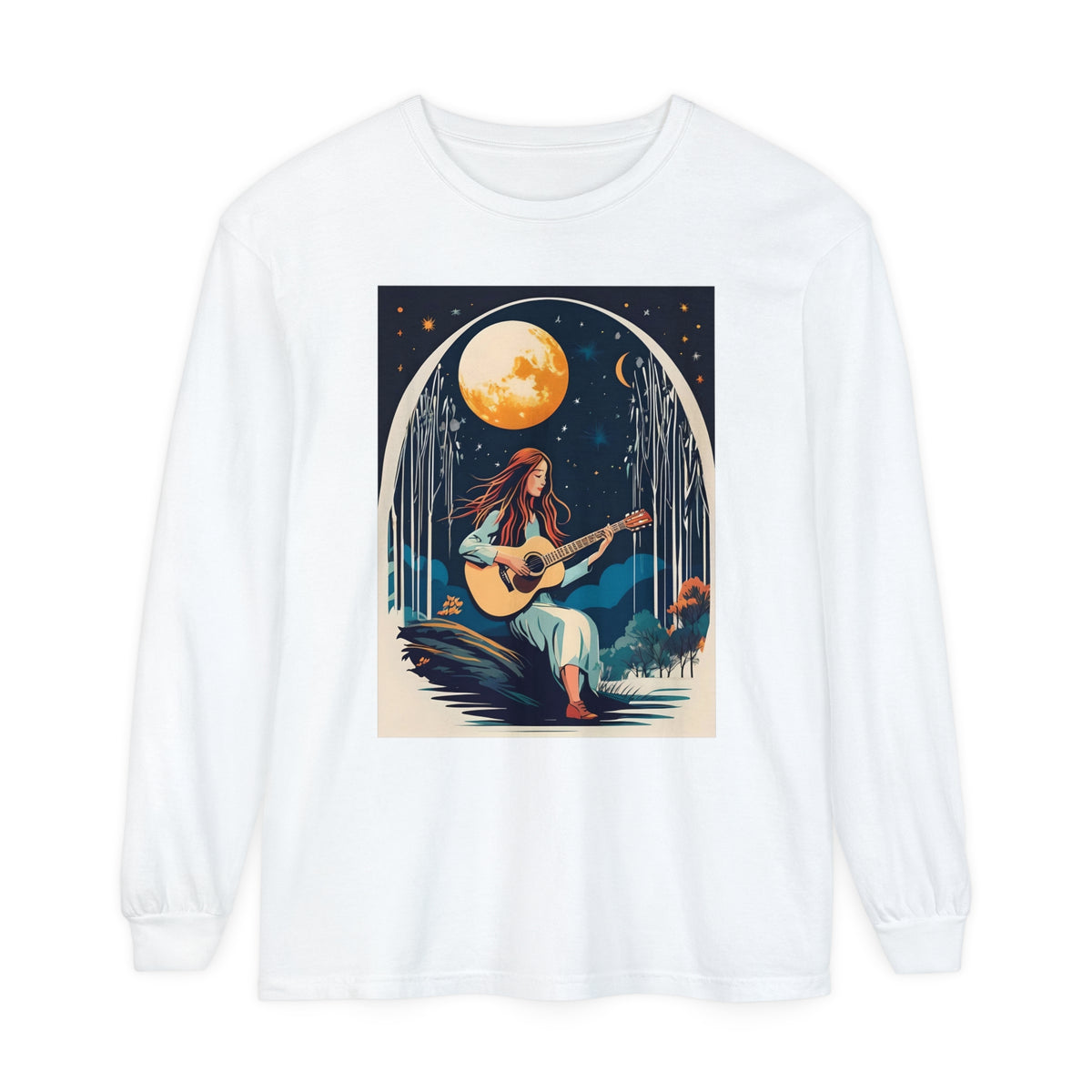 Night Melodies Unisex Garment-dyed Long Sleeve T-Shirt