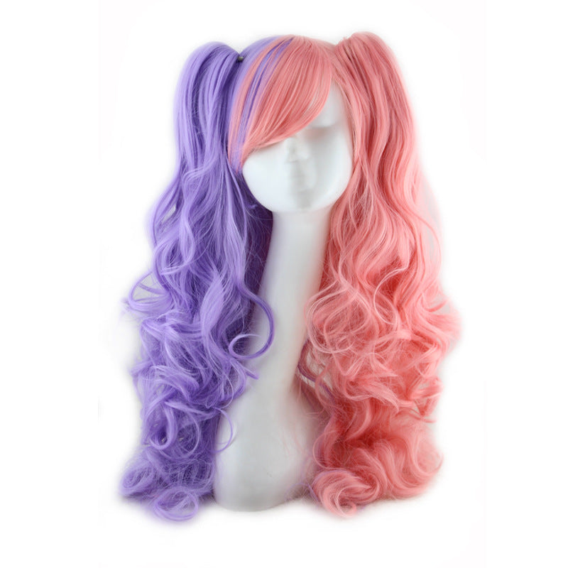 Colorful long curly split dye cosplay wigs