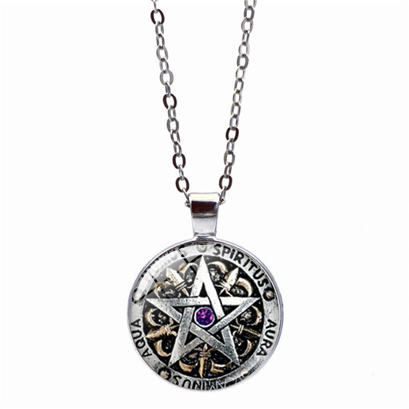 Pentagram Gem Spiritual Locket Look Necklace