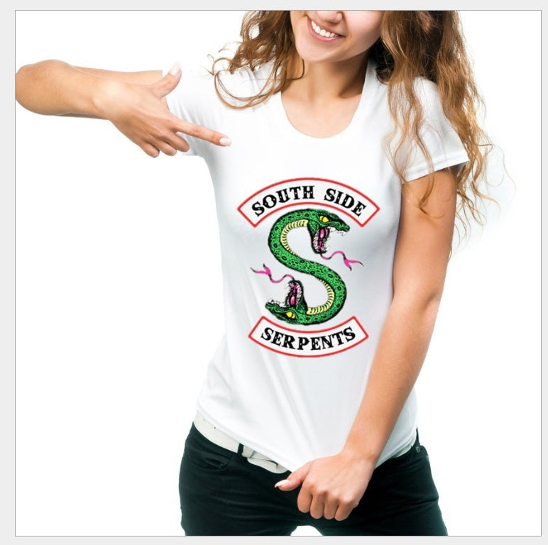 Riverdale Southside Serpents Round Neck Short Sleeved Graphic Print Tee Shirt