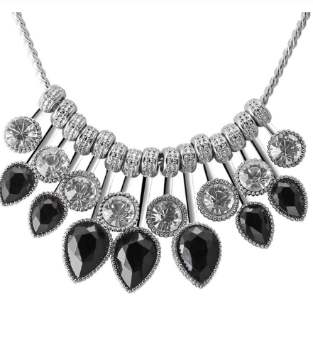 Large Bib Style Costume Bling Rhinestone and Alloy Statement Necklace