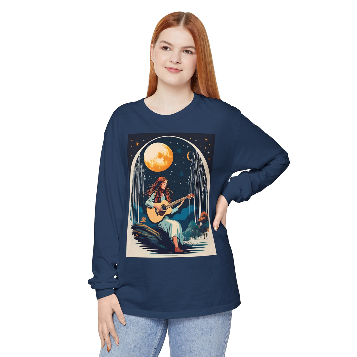 Night Melodies Unisex Garment-dyed Long Sleeve T-Shirt