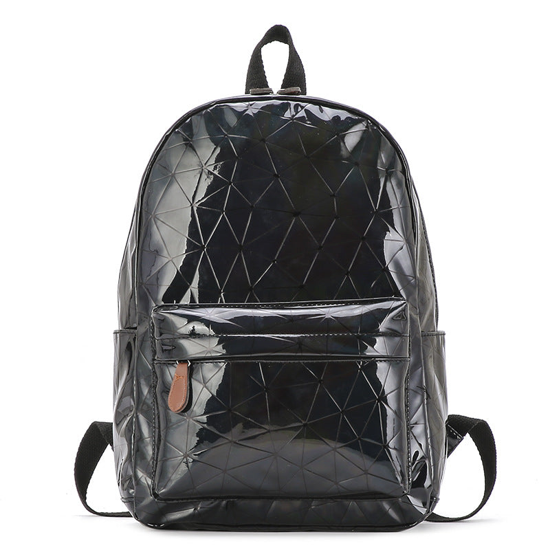 Holographic Geometric Medium Laser Backpack With Front Pocket