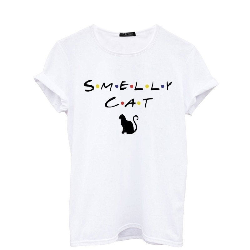 Nostalgic Nineties Smelly Cat Short Sleeved Graphic Tee Shirt