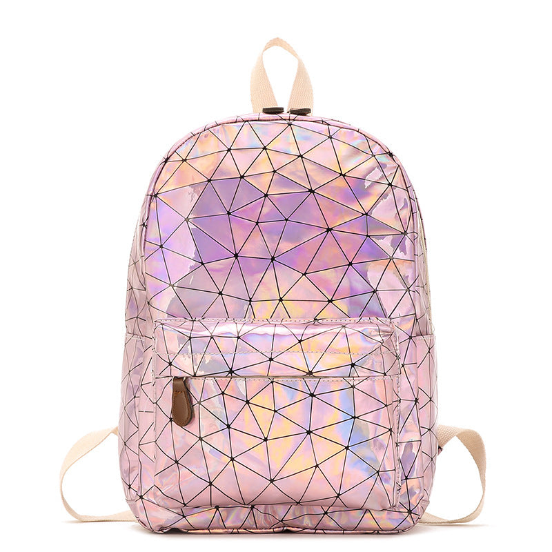 Holographic Geometric Medium Laser Backpack With Front Pocket