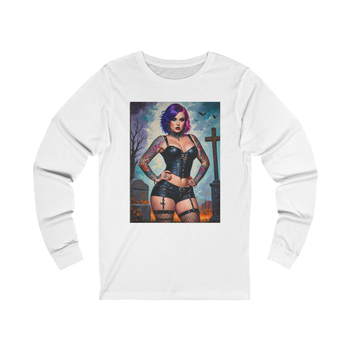 Goth Graveyard Girl Series - Design Nine - Unisex Jersey Long Sleeve Tee