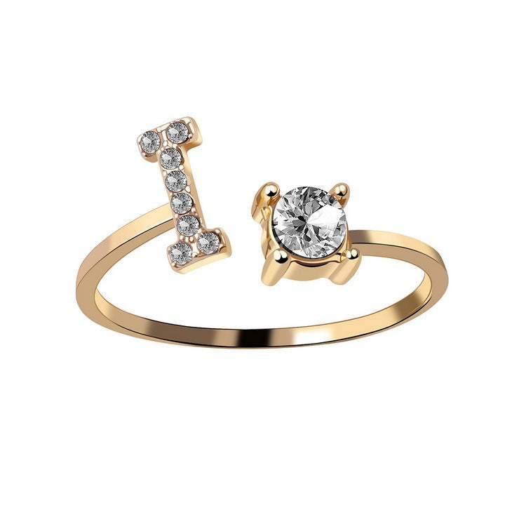 Adjustable Initial Letter Ring Simple Elegant Fashion Jewelry