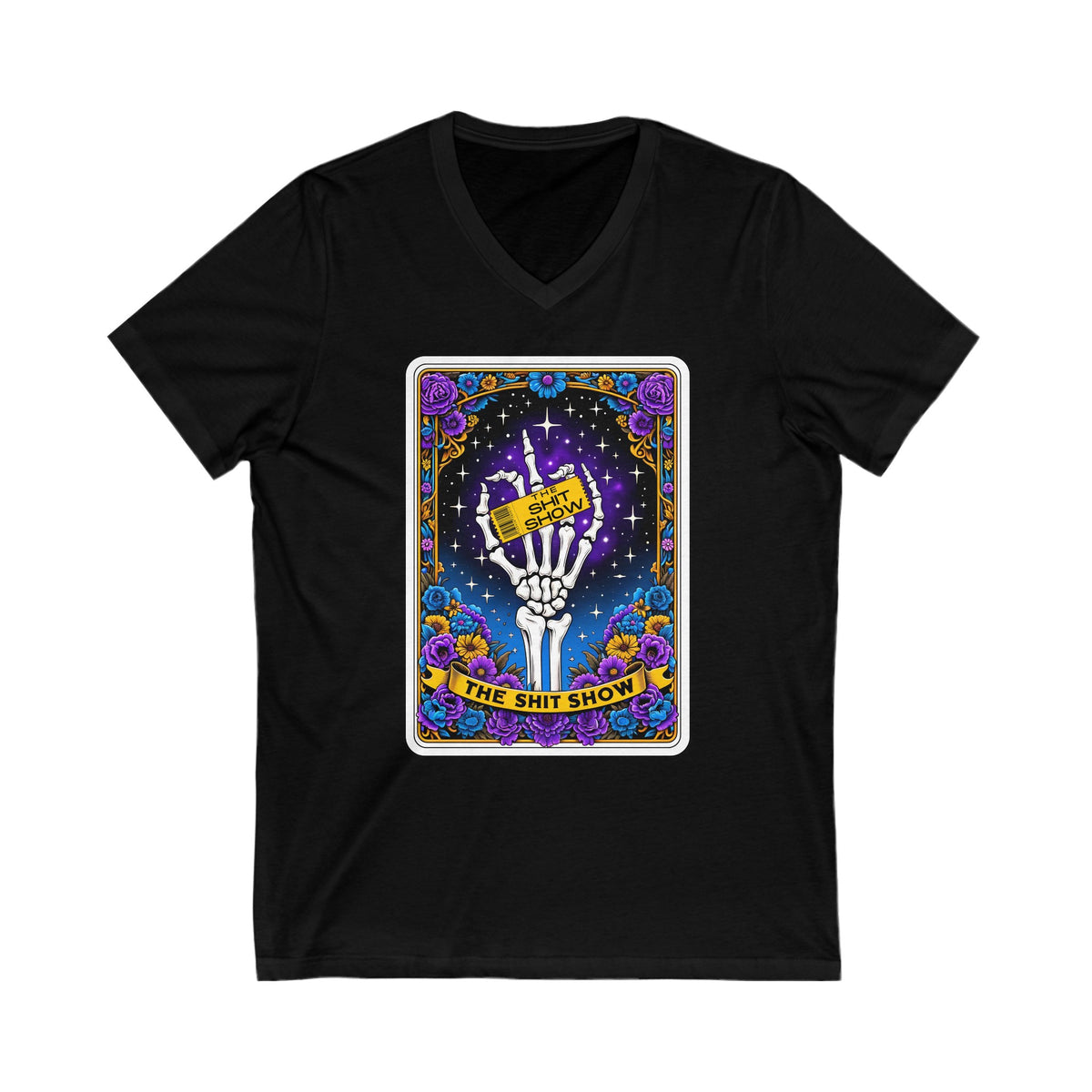 The Sh*t Show Funny Skeleton Tarot Card Unisex Jersey Short Sleeve V-Neck Tee