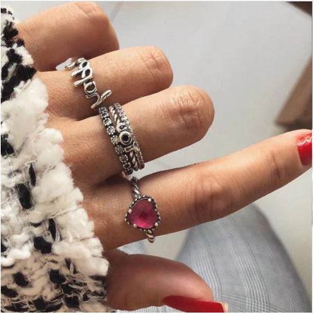 Boho Rhinestone Ring Set