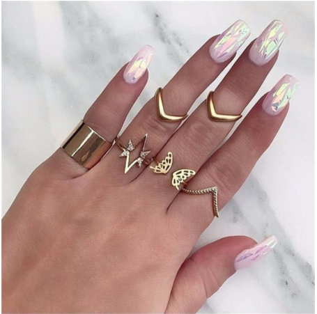 Boho Rhinestone Ring Set