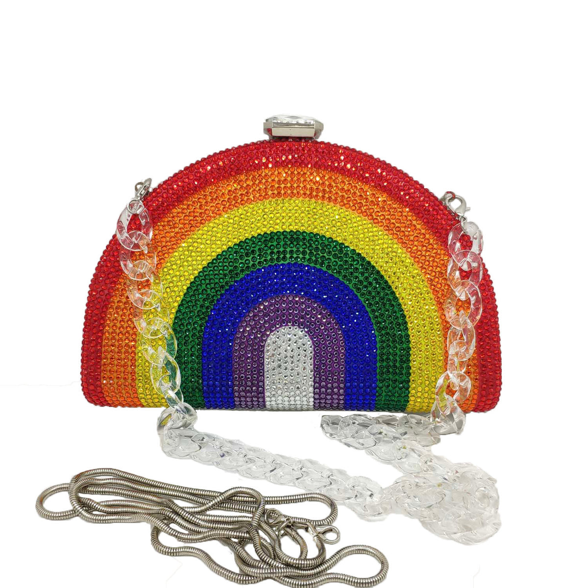 Hot diamond rainbow bag clutch