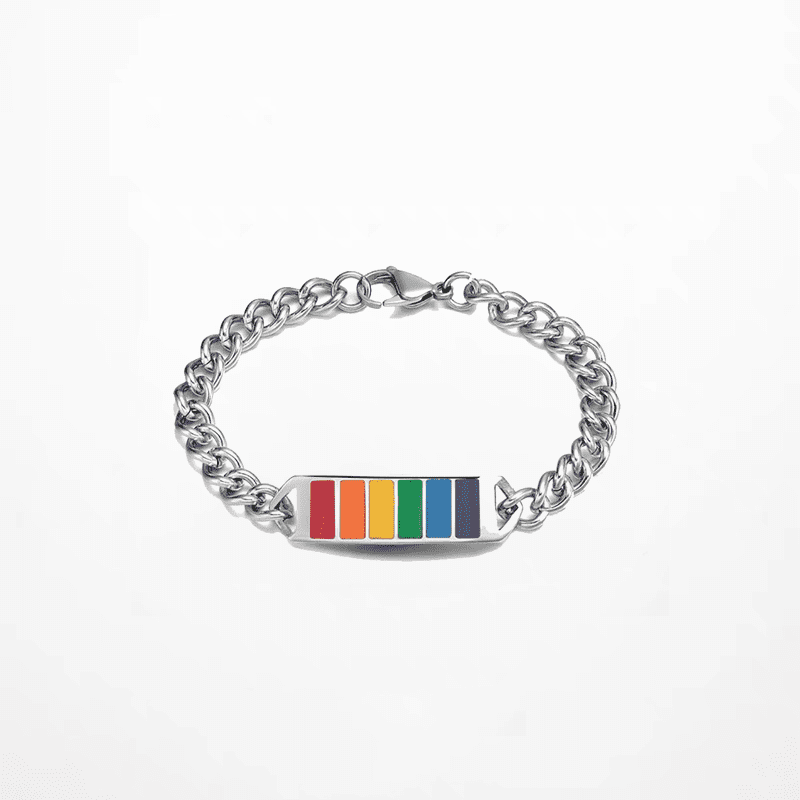 Silver Plated Alloy Rainbow Rope Chain Clasp Bracelet