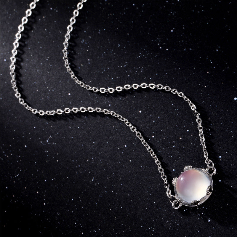 Simple Round Moonstone Necklace