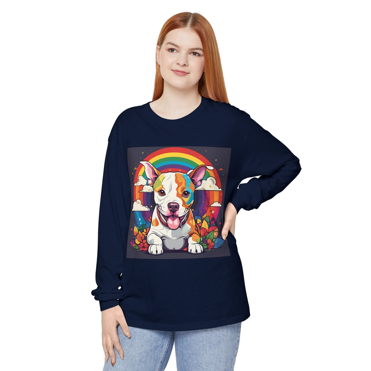 Prideful Pittie 1 Unisex Garment-dyed Long Sleeve T-Shirt