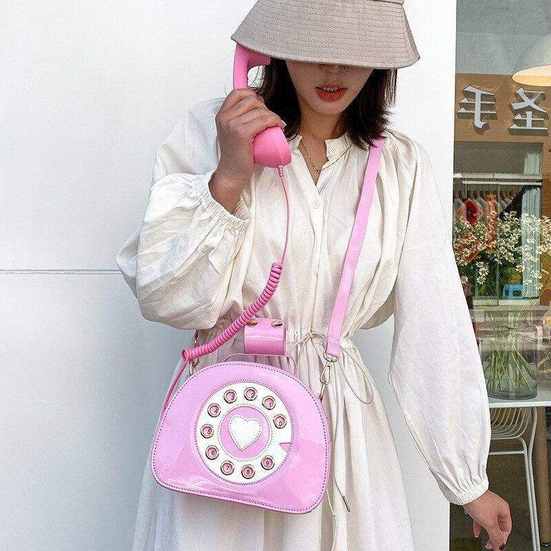 LA Fashion Women's Retro Manual Dial Telephone Personality Shoulder Handbag