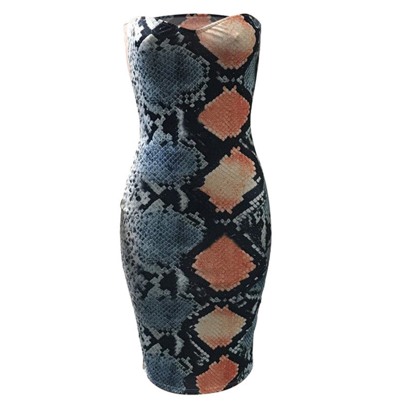 Sexy Strapless Serpentine Tube Style Mid Length Nightclub Dress