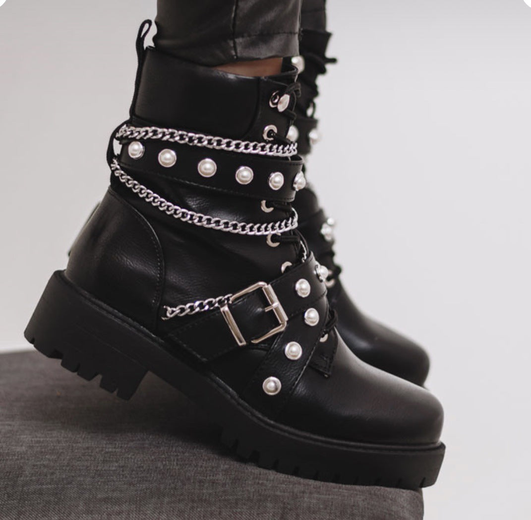 British Punk Rock Style Motorcycle Ankle Boots