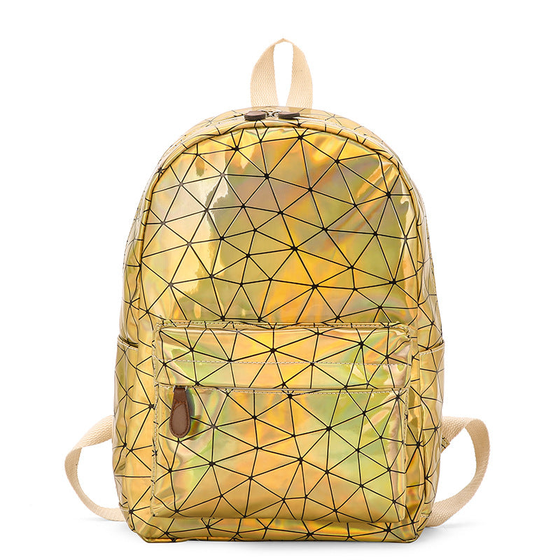 Holographic Geometric Medium Laser Backpack With Front Pocket