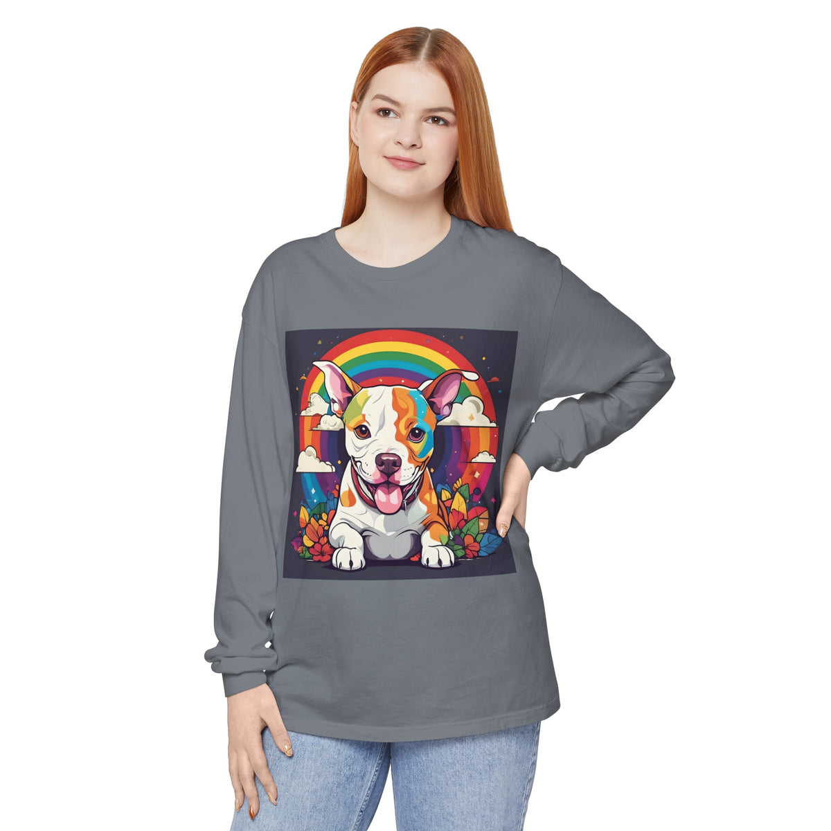 Prideful Pittie 1 Unisex Garment-dyed Long Sleeve T-Shirt